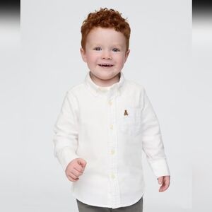Baby Gap Toddler Sz 5 White Button-Up Shirt with Embroidered Logo. NWT